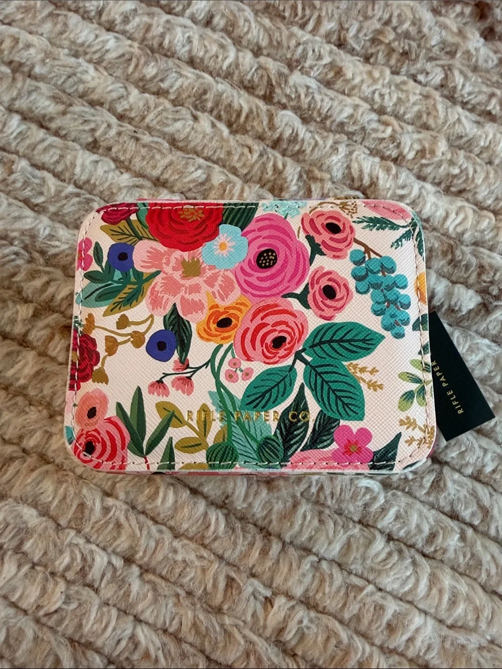Rifle Paper Co. Floral Card travel jewelry case - Pink, Green, Teal - Picture 1 of 4